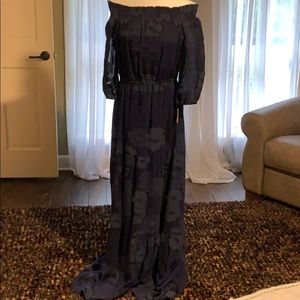 Shoshanna Navy Maxi Off the Shoulder Dress size 8